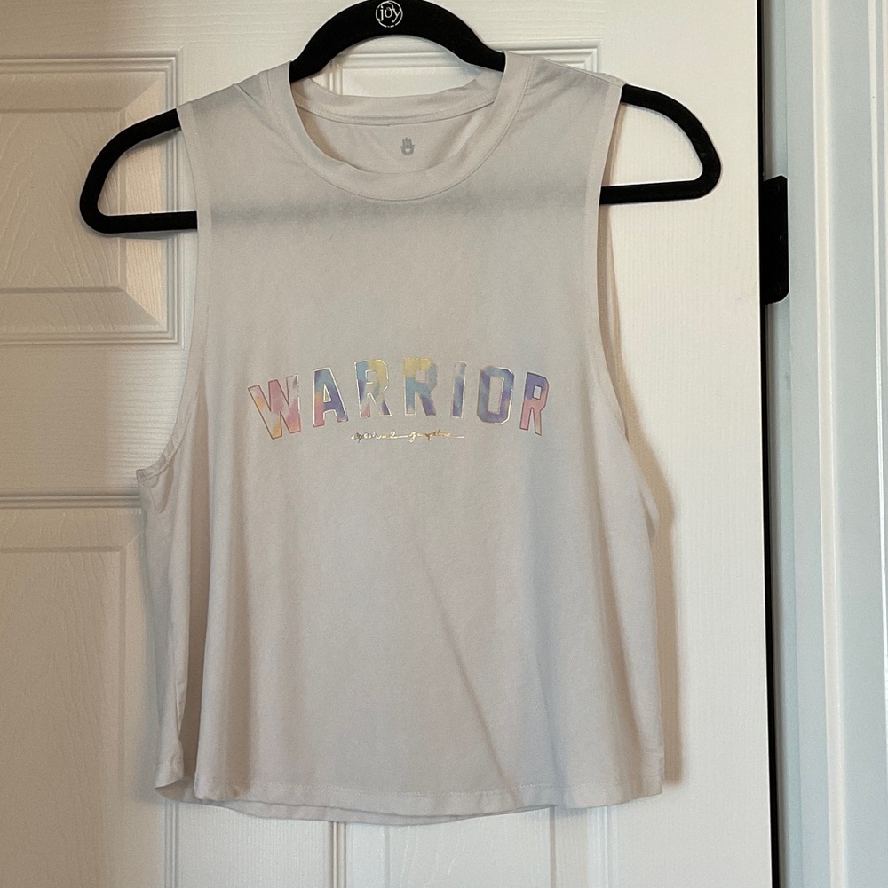 Spiritual Gangster White Muscle Tee with Pastel Rainbow "Warrior"